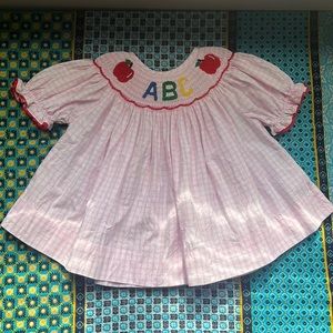 Cecil and Lou ABC embroidered smocked top
